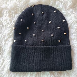 Black Metal Studded Beanie